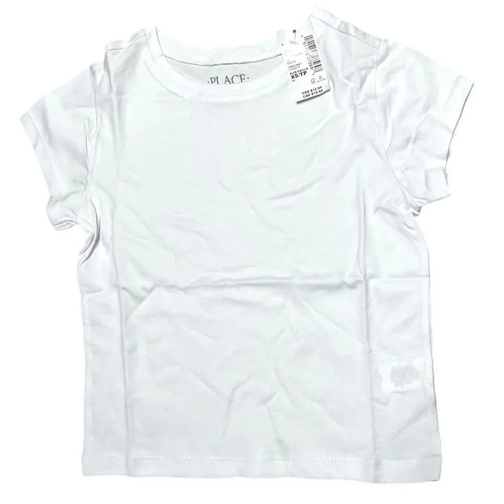 The Children's Place Girls White Short Sleeve T-Shirt XS